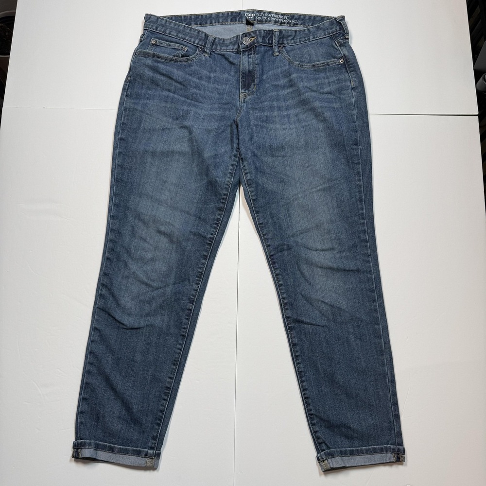 Gap Sexy Boyfriend Relaxed Fit Jeans Womens 14/32R Blue Medium Wash Denim Casual